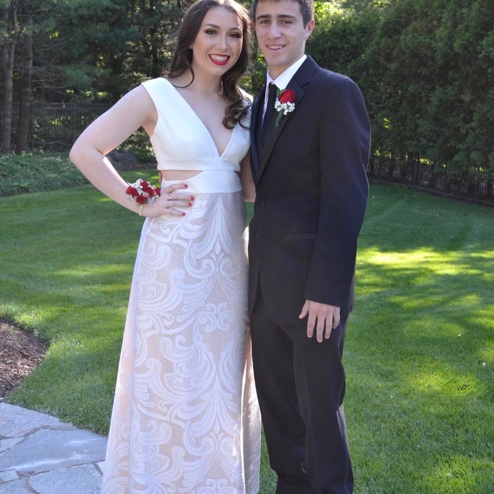 White BCBG gown